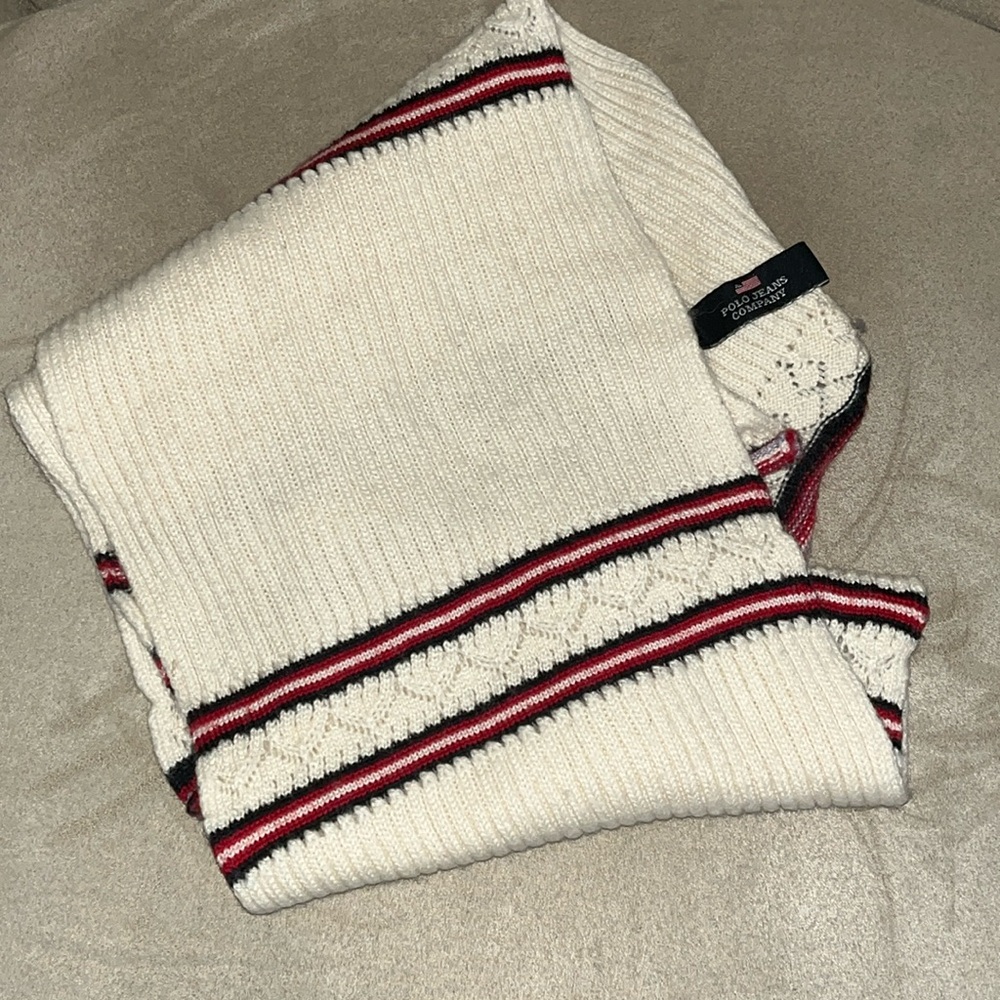 Polo Jeans Company Ivory/Light Beige Scarf Acrylic Wool Blend Cozy Fall Winter